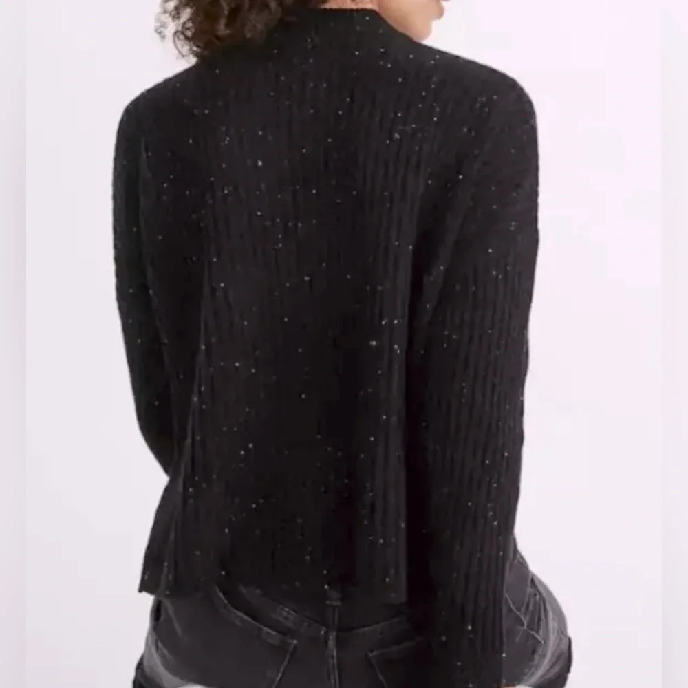 Madewell Donegal Resourced Cashmere Wool Ribbed Mockneck Sweater Black Size XXS